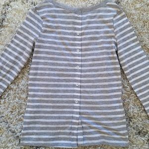 Long Sleeve Heather Grey Striped Top